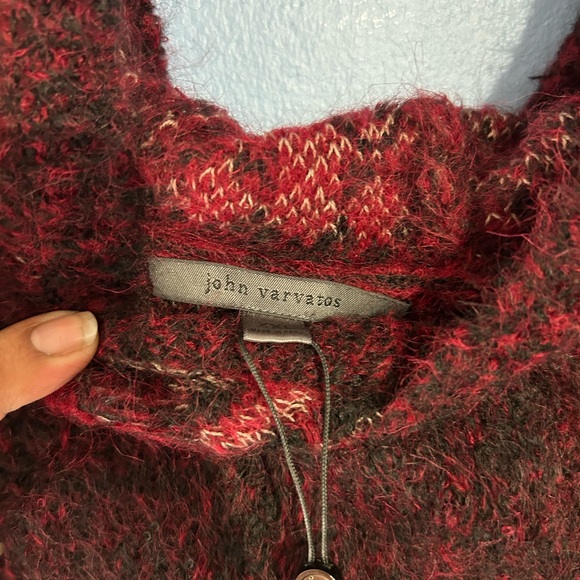 John Varvatos Burgundy Patterned Crewneck Sweater - Picture 3 of 3